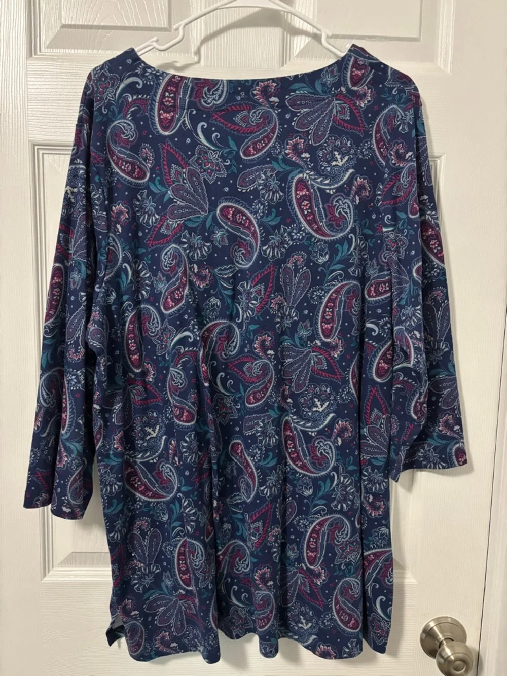 croft & barrow navy paisley top with teal and magenta accents - Picture 3 of 3